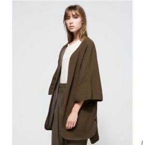 Black crane reversible quilted kimono style jacket